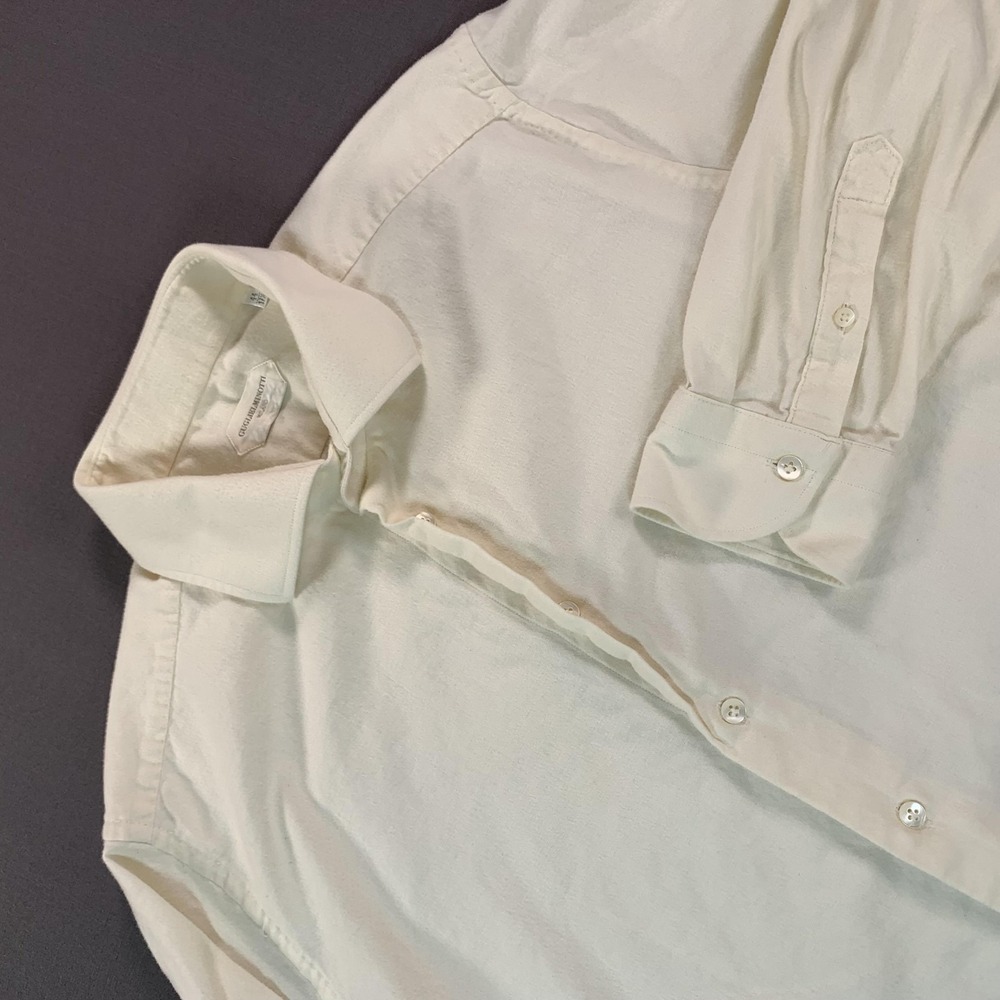 Guglielminotti Shirt Mens 17.5 34/35 White Solid Regular Fit Italy Dress